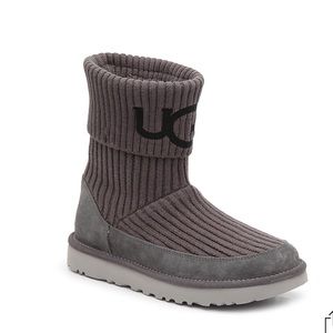 UGG Classic Knit Logo Bootie in Grey